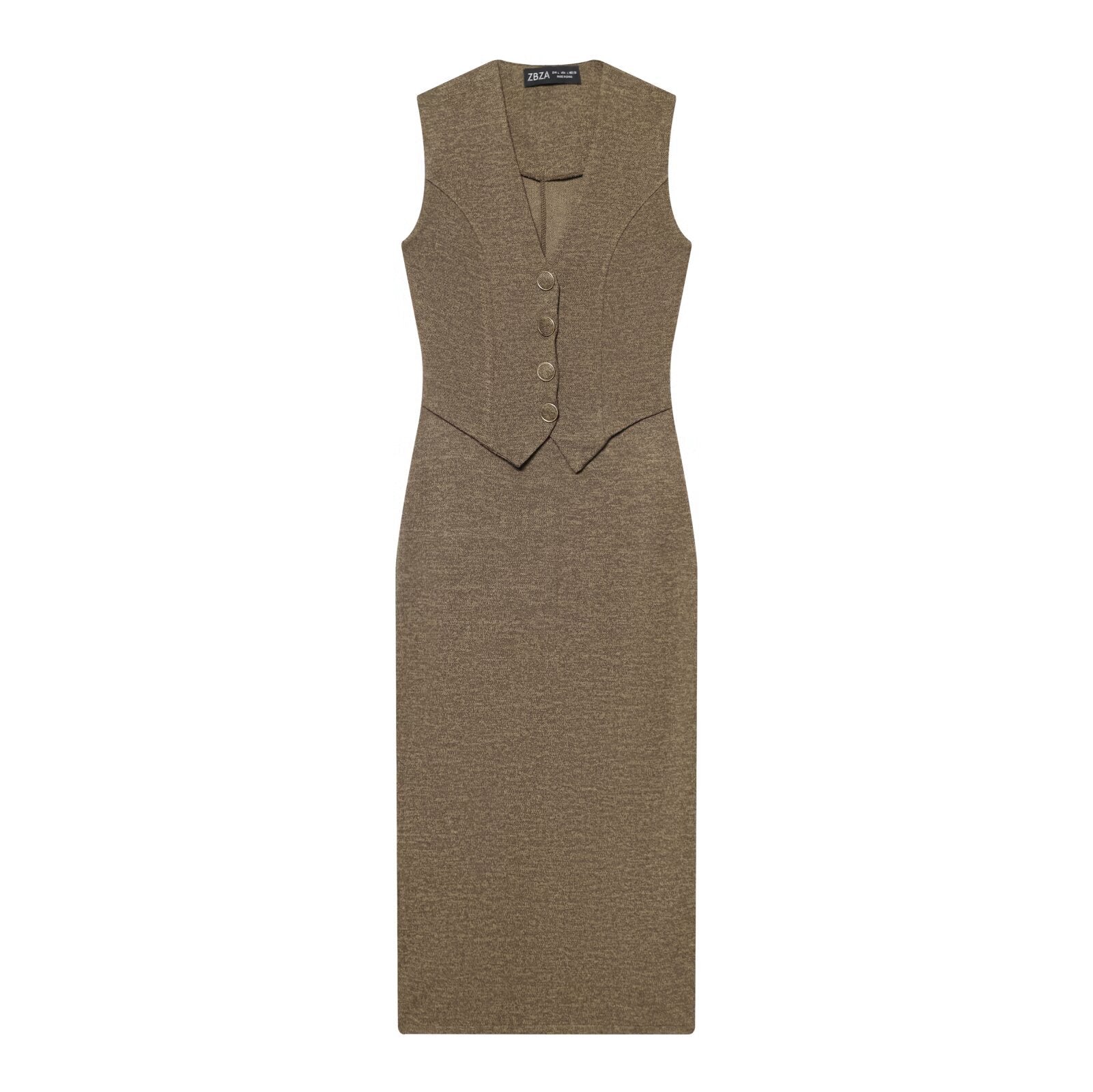 Sandra V-neck sleeveless button up MIDI dress