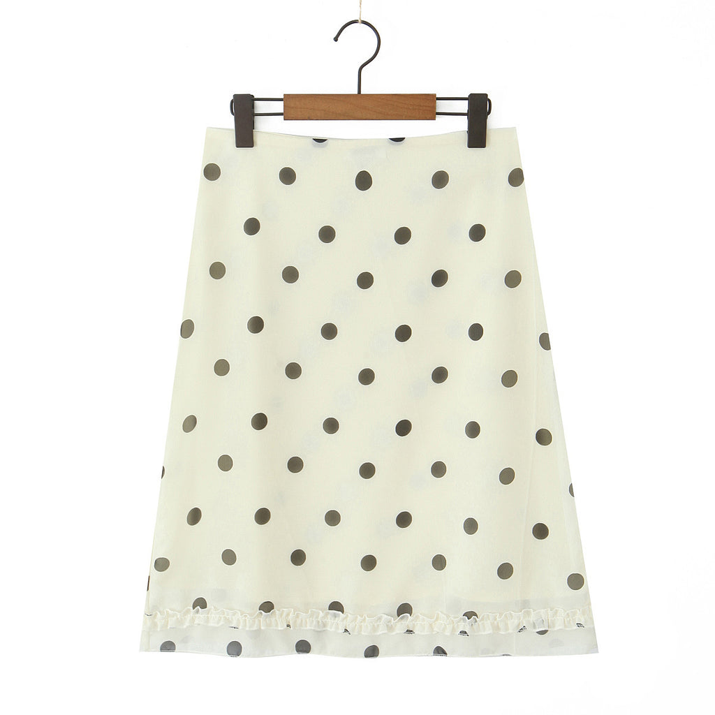 Wave Point Low Waist A Swinging Mid length Skirt