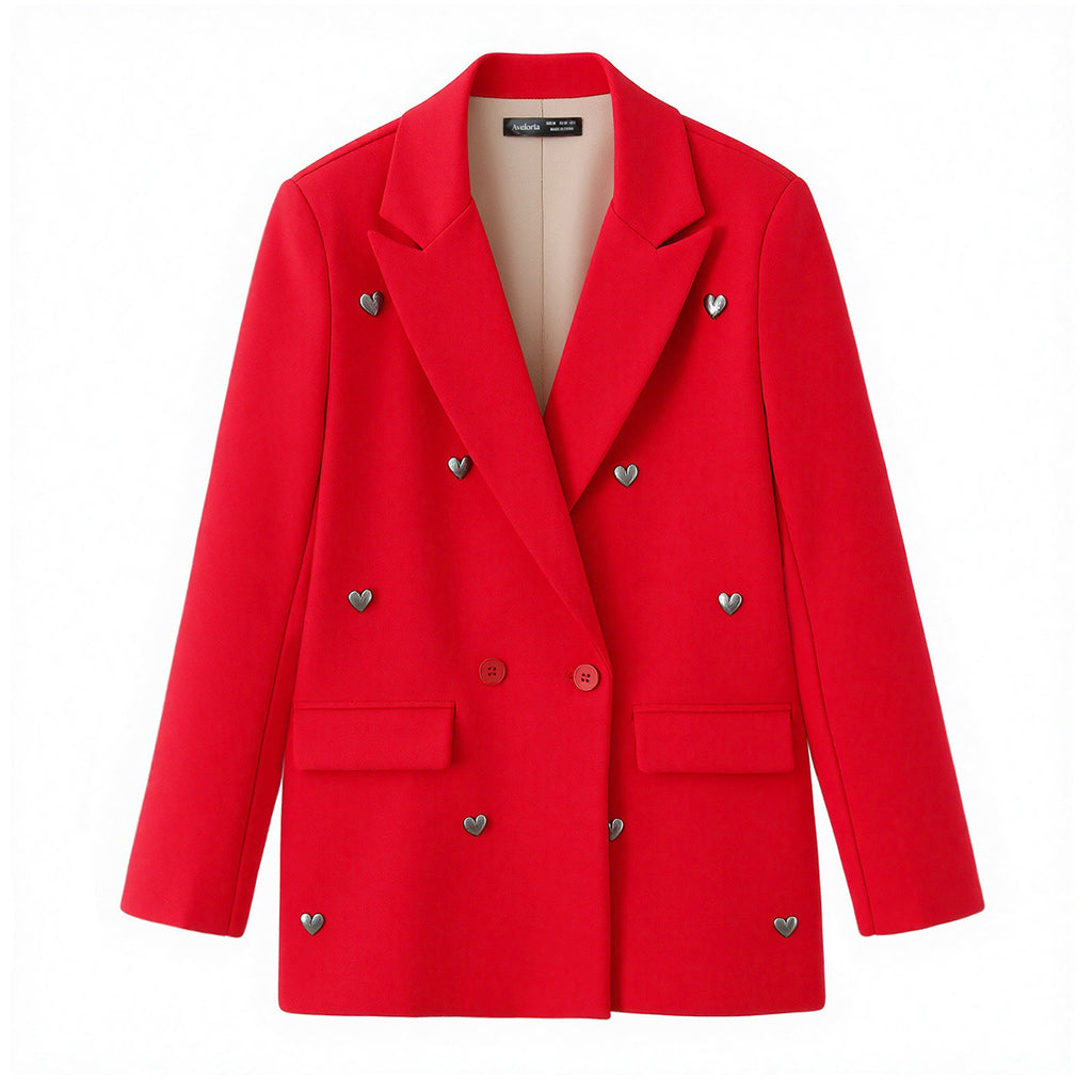 Elegant heart-shaped nail bead jewelry suit jacket