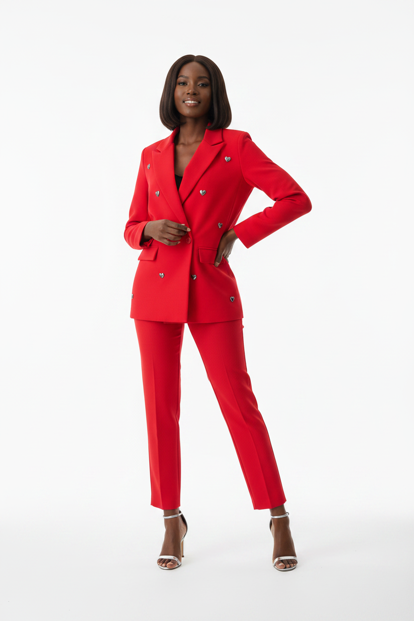 Elegant heart-shaped nail bead jewelry suit jacket