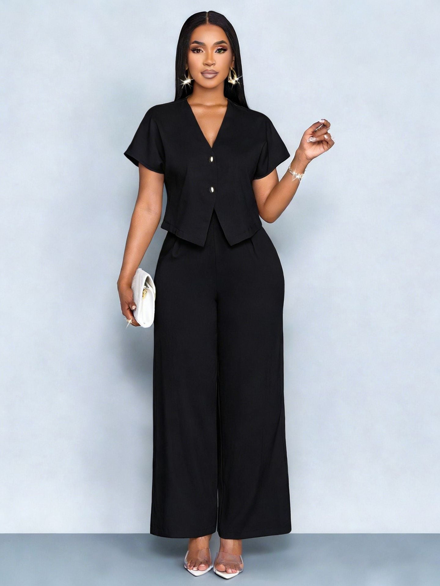 Serena High-Waist Wide-Leg & Cropped Vest Set
