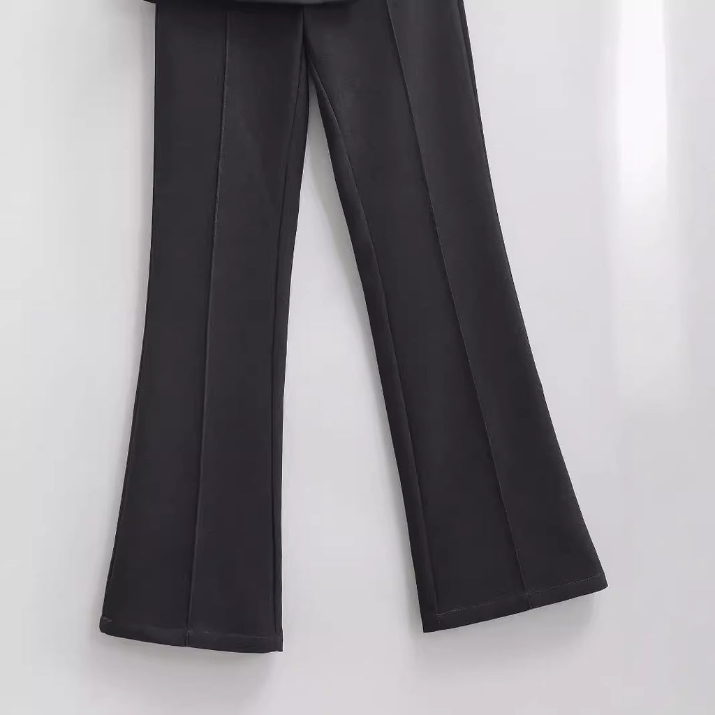 Bobi" Asymmetric Wrap-Front Tailored flared Trousers