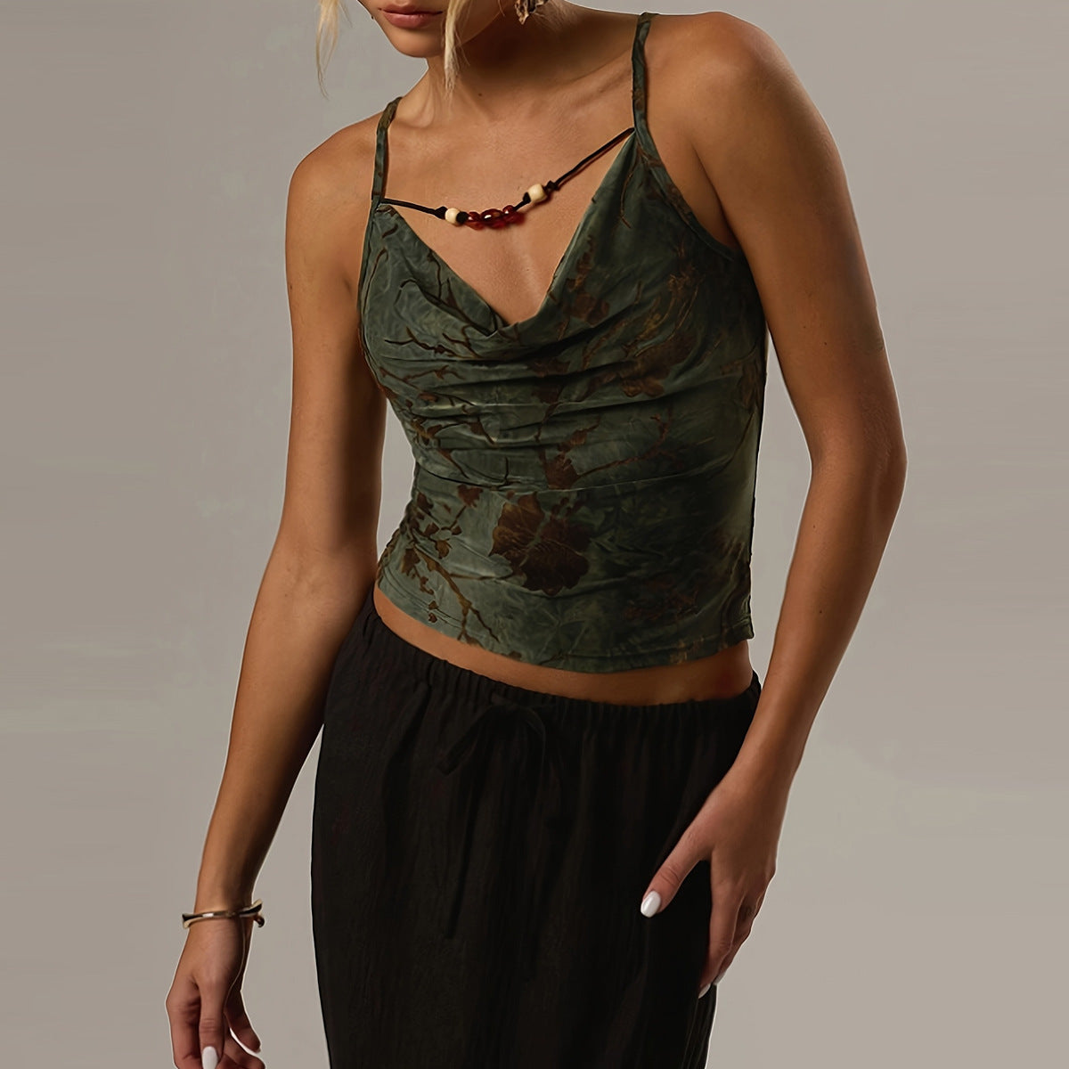 Amara jacquard V-neck camisole top