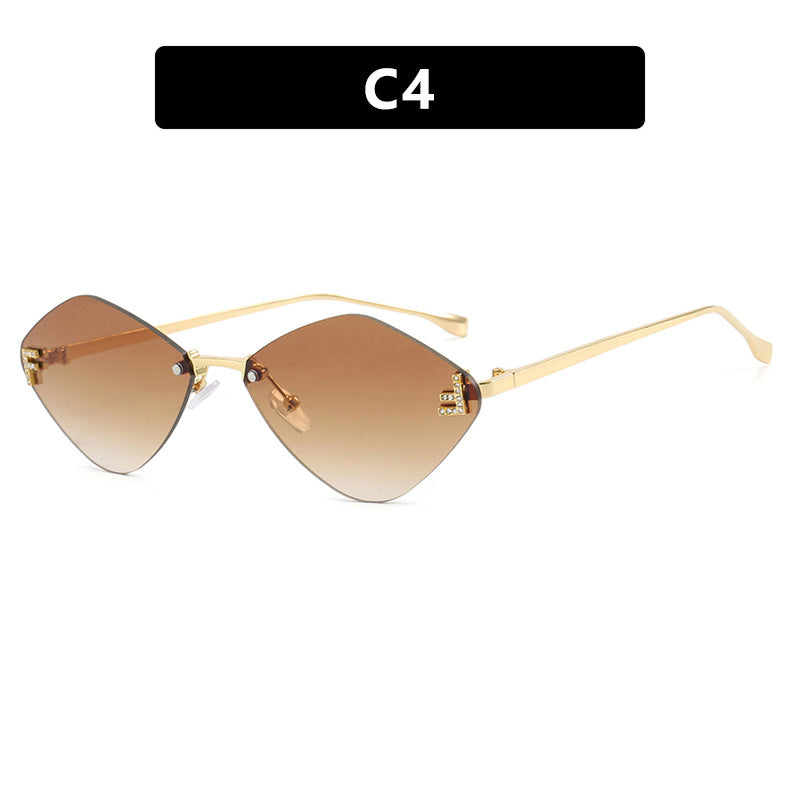 Frameless diamond shaped sunglasses