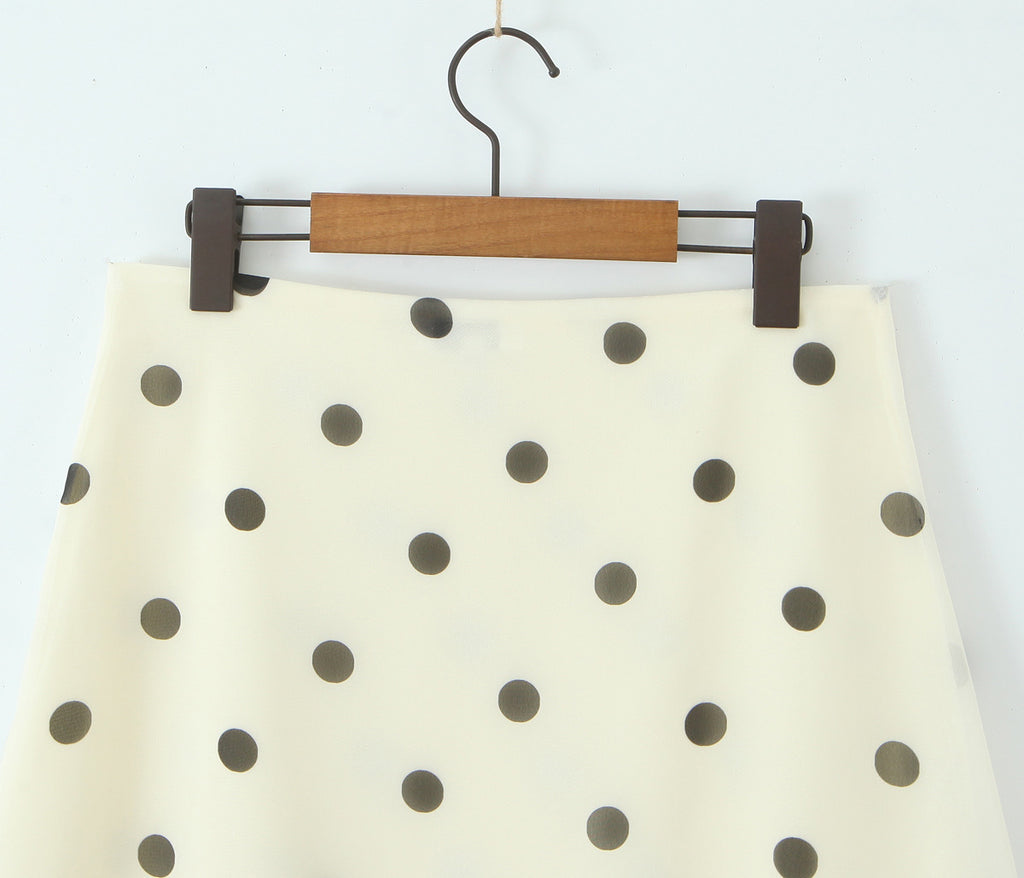 Wave Point Low Waist A Swinging Mid length Skirt