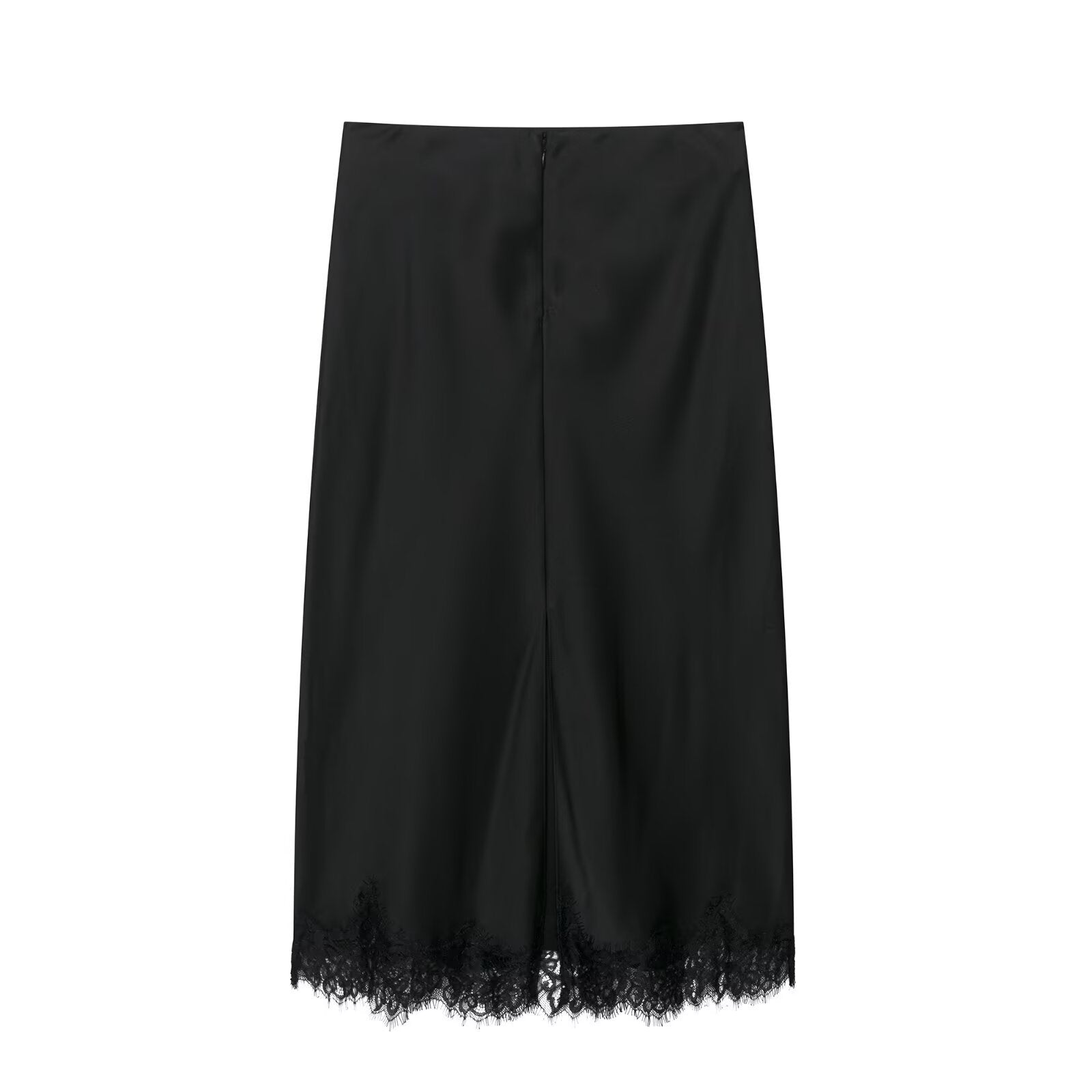 Neck collar lace top+skirt set