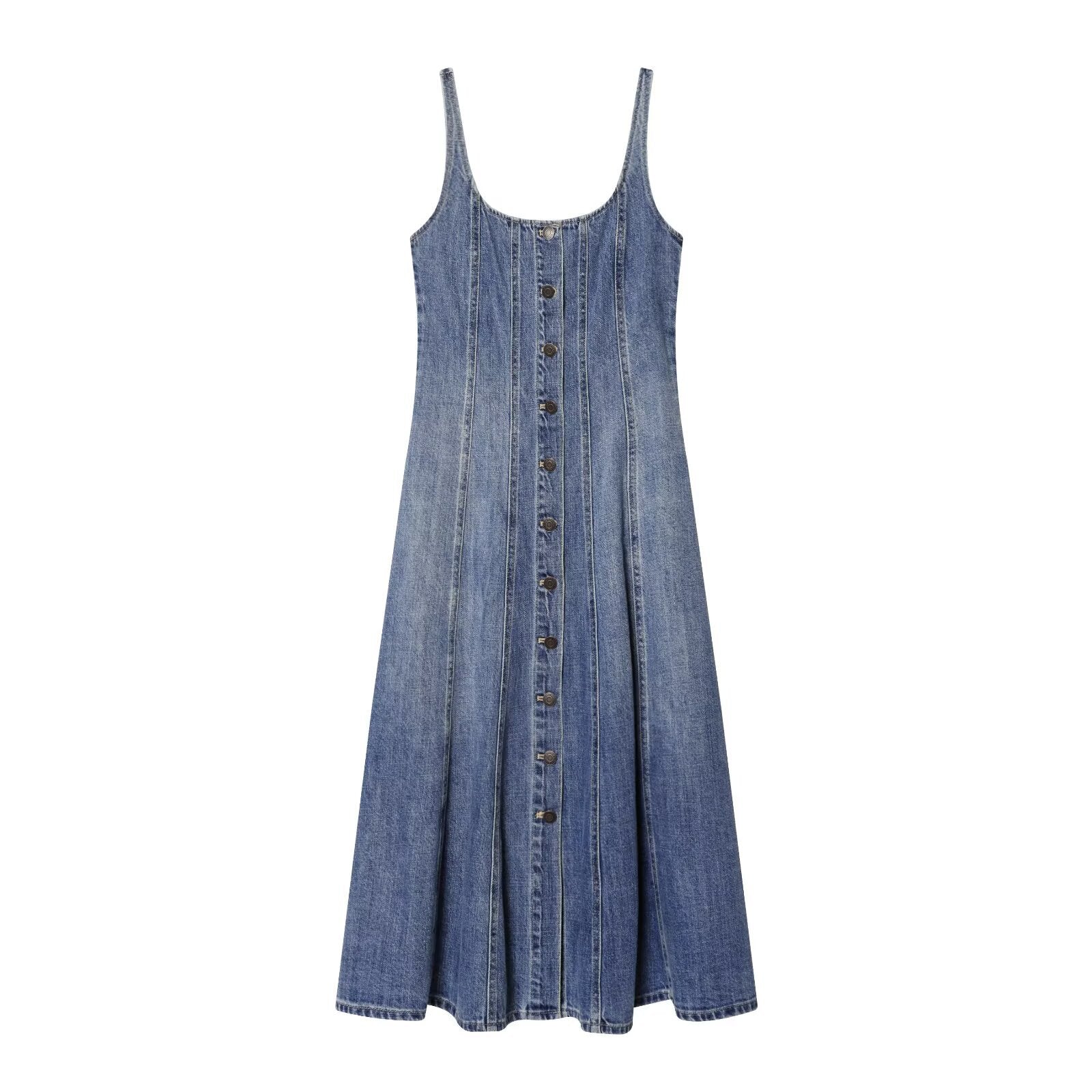 Rita Retro style dress with front buckle and suspender straps