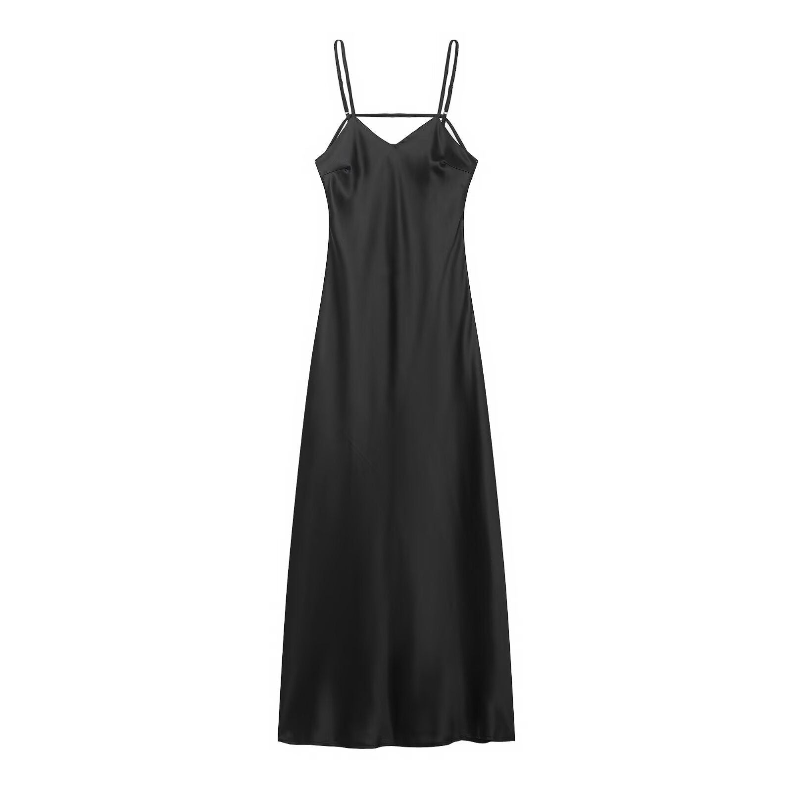 Sexy satin flute dress with embellishment
