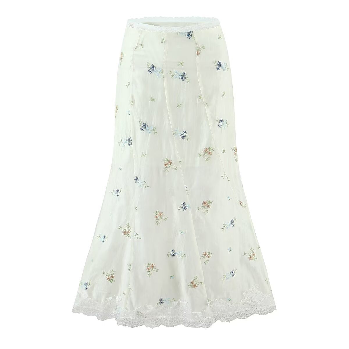 Women's New Fashion Embroidered Flower Strap Top Lace Embroidered Flower Skirt