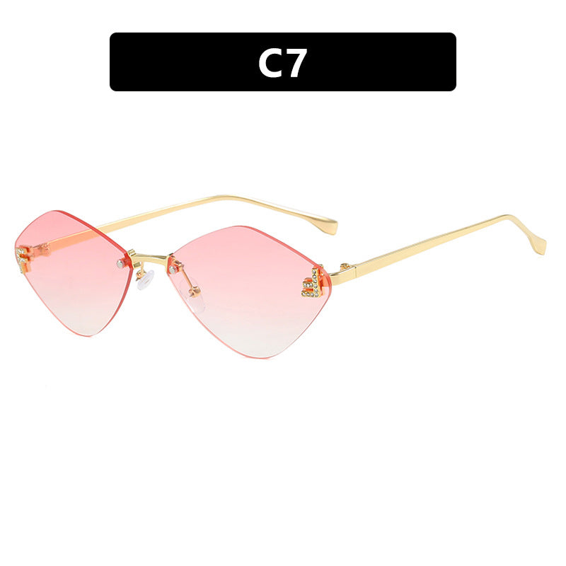 Frameless diamond shaped sunglasses