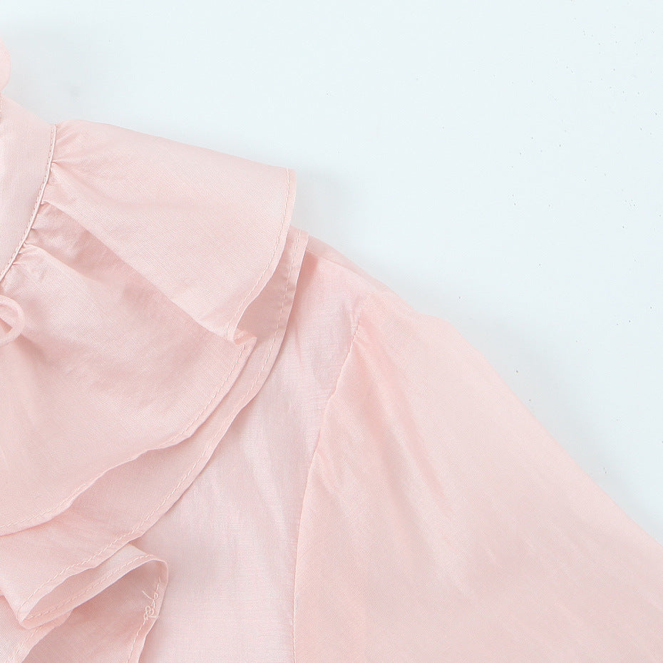 Candi Cascading Frill  blouse in Rose