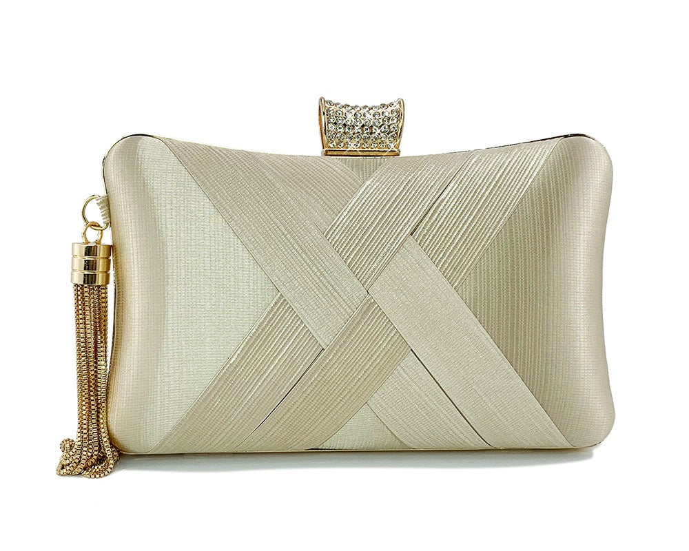 Tina Tassel metal woven diamond buckle evening handbag shoulder bag