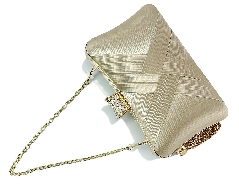 Tina Tassel metal woven diamond buckle evening handbag shoulder bag