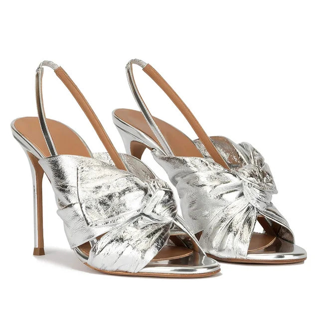 St Tropez High Heel Golden Fish Mouth Sandals