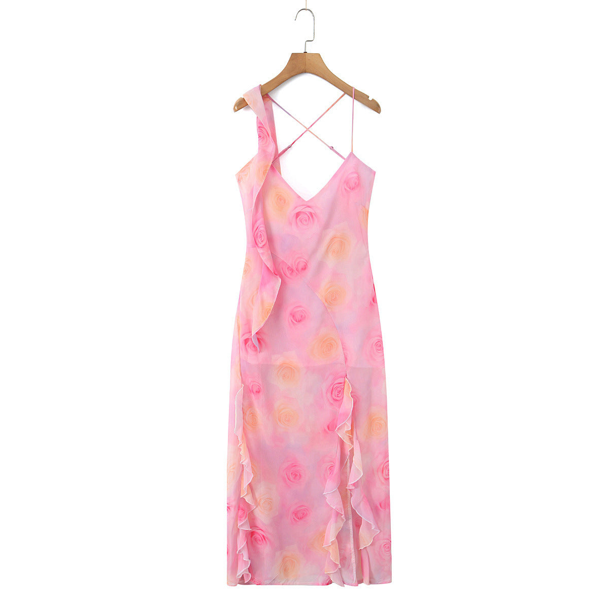 Romantic ruffled irregular floor length skirt