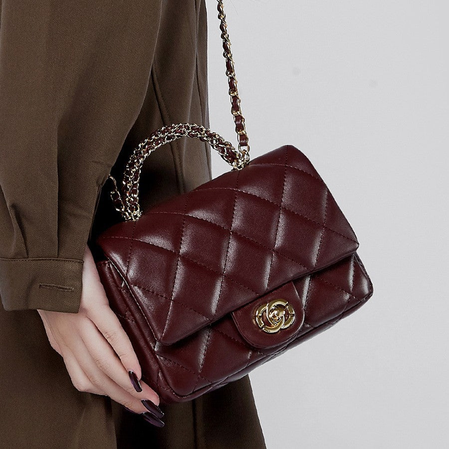 Luna Metal chain diamond grid handbag