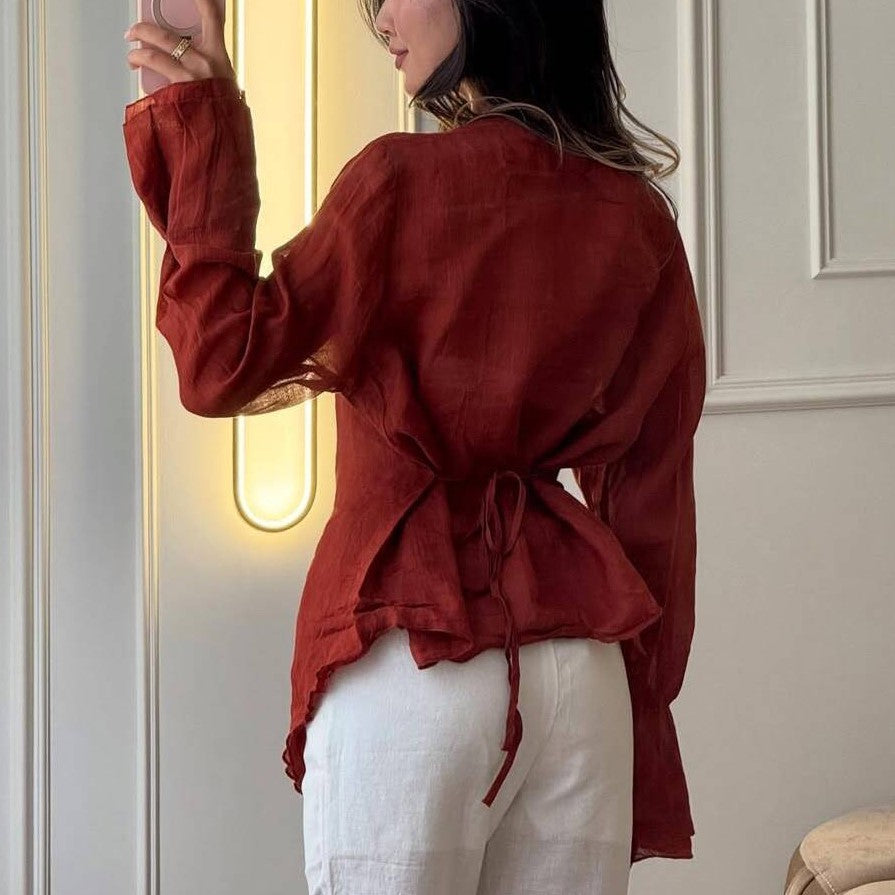 Lily Long Sleeve V-Neck Casual Shirt for Women
