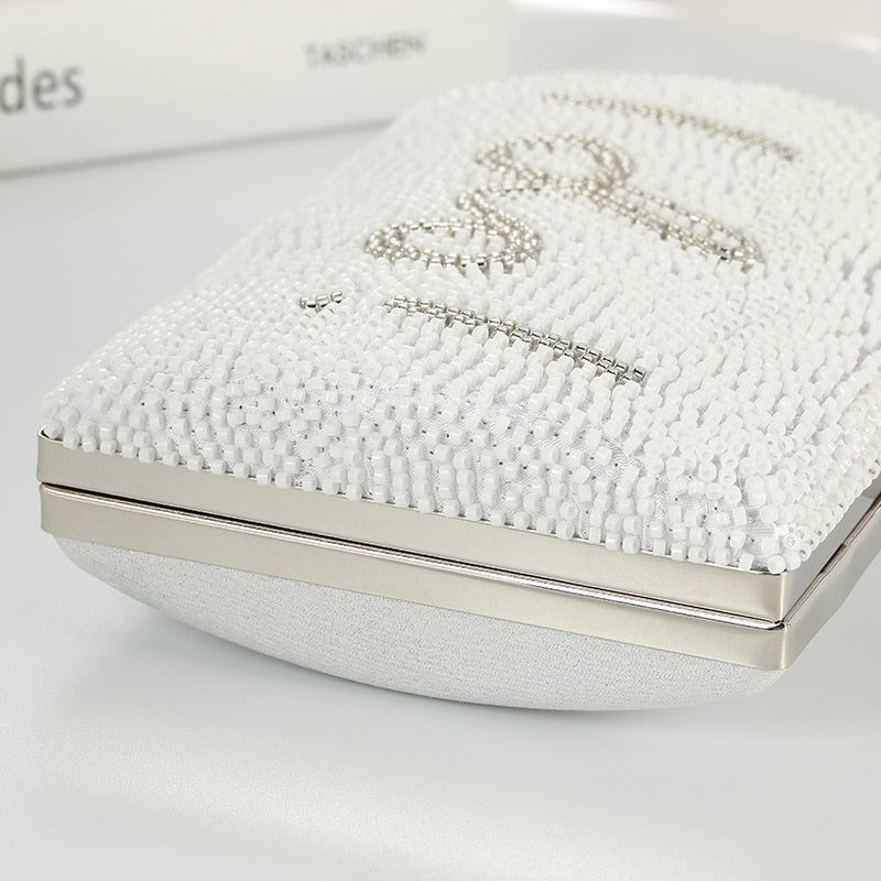 Tiya Wedding White Clutch I Do Letter Evening Bag