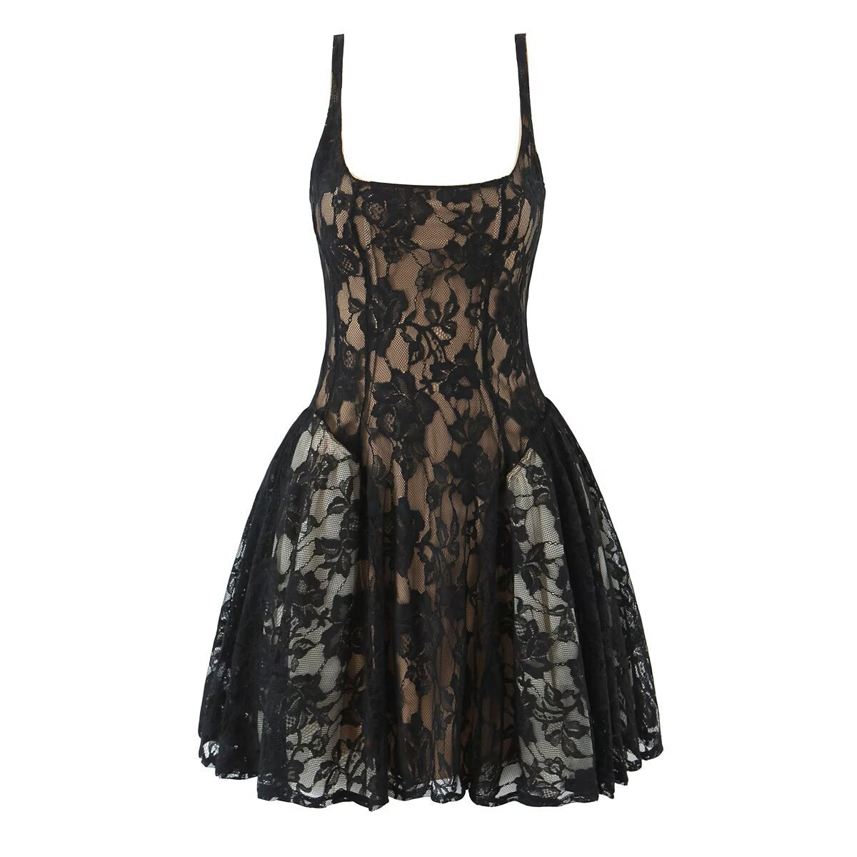 Amina  elegant camisole slimming low cut lace dress