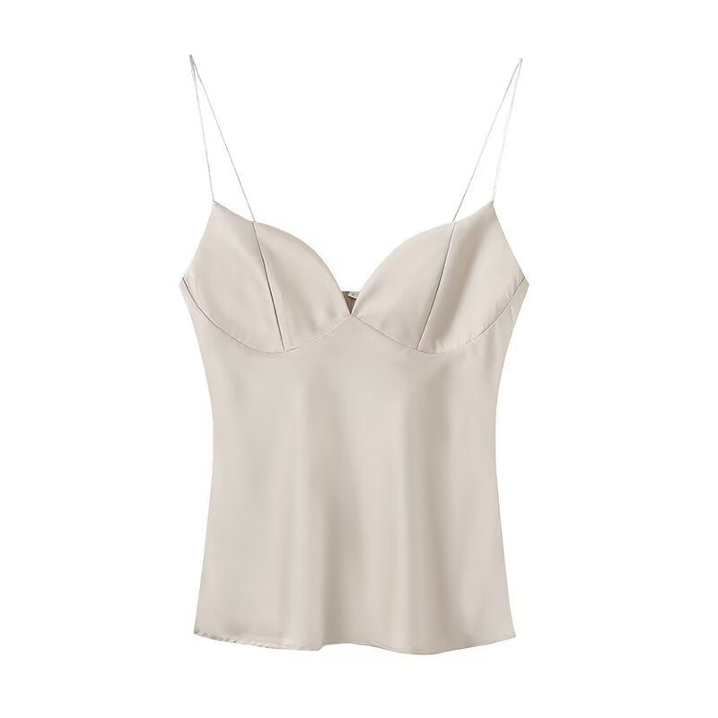 Annie Hot girl heart-shaped collar silk suspender top