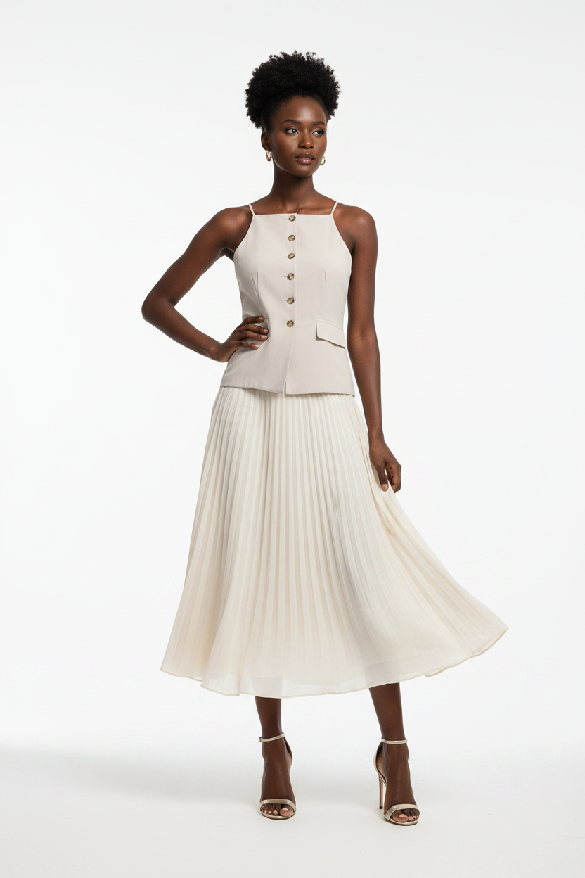 Ellie Small pleated skirt MIDI vest dress