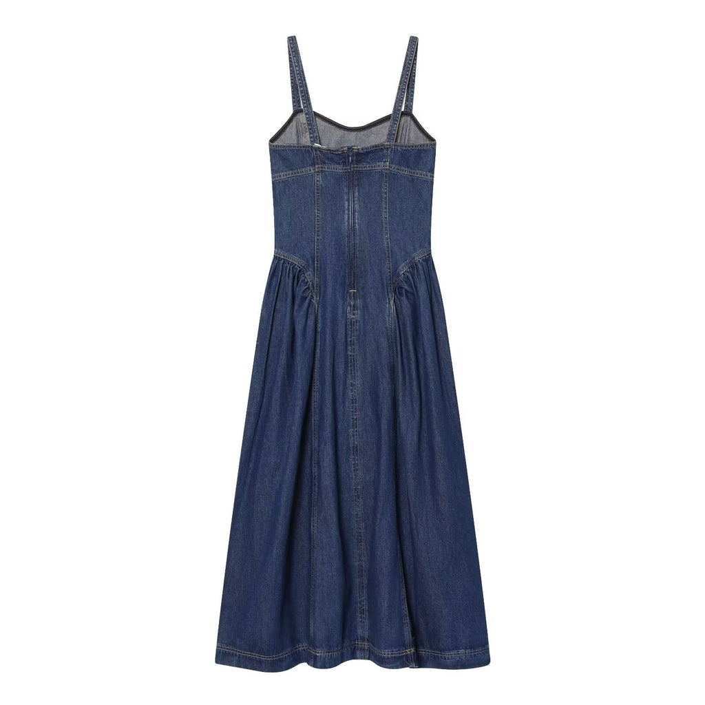 Lisa Casual flared skirt denim camisole skirt