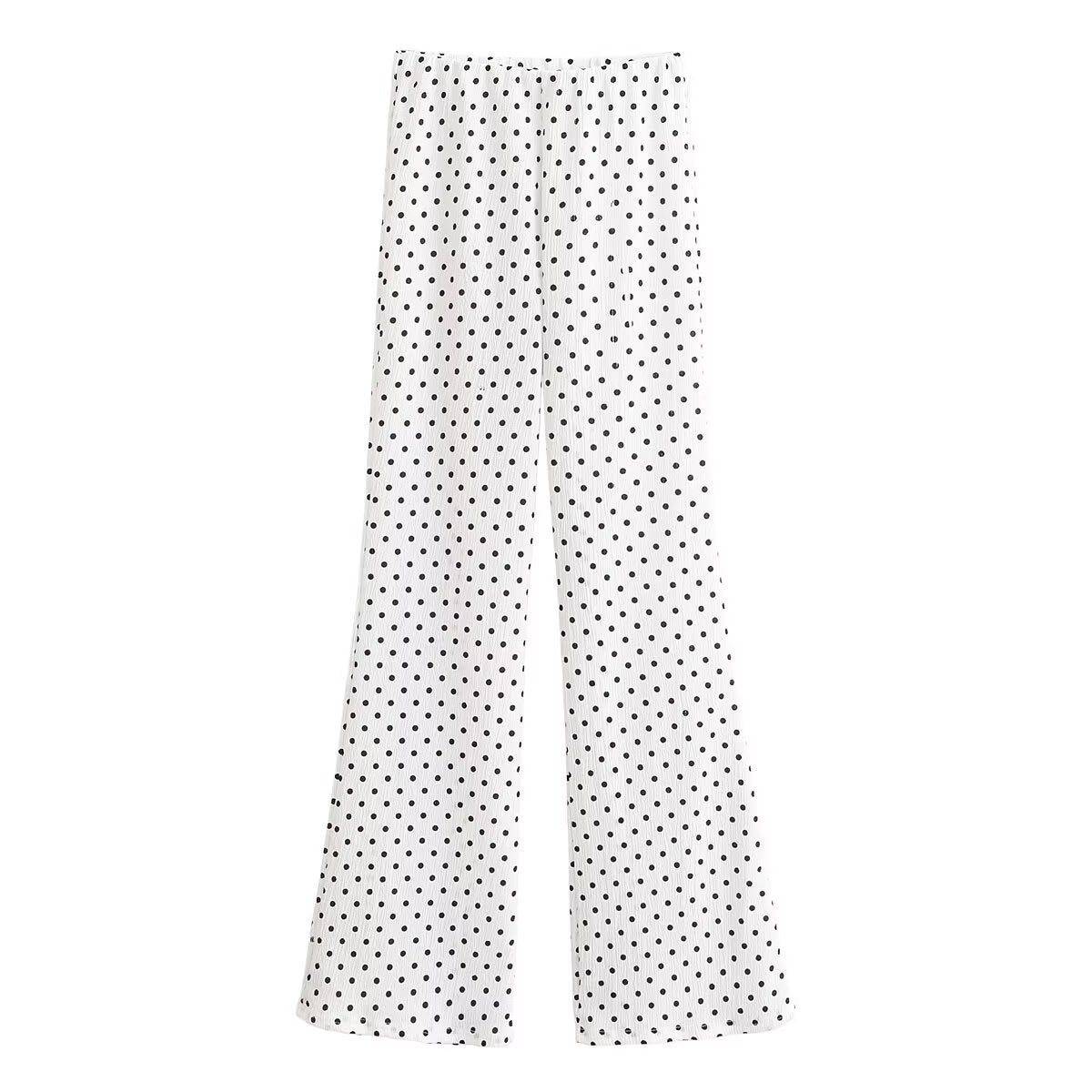 Brooklyn Polka dot collar top+flared pants set