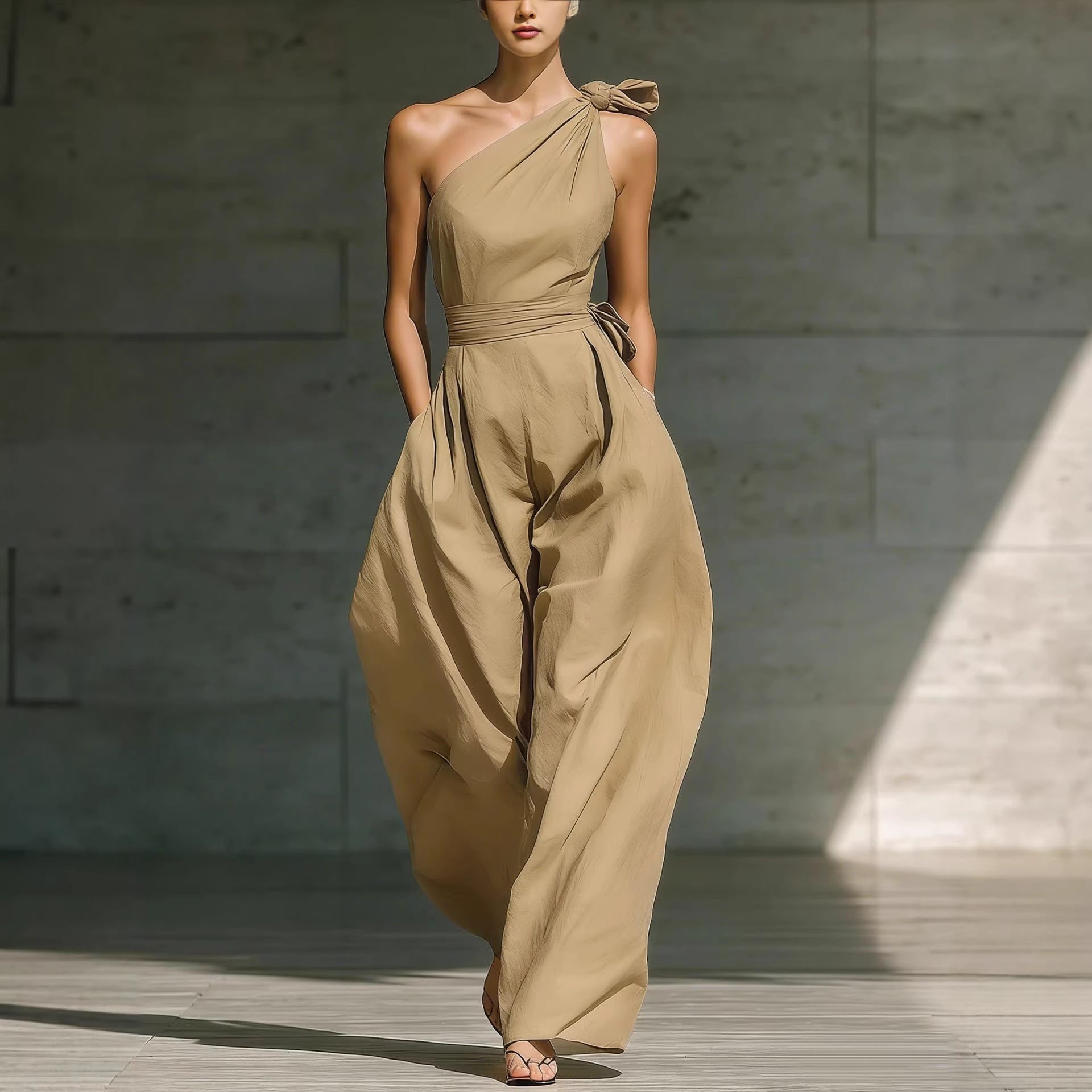 Danielle Sleeveless shoulder cinched jumpsuit