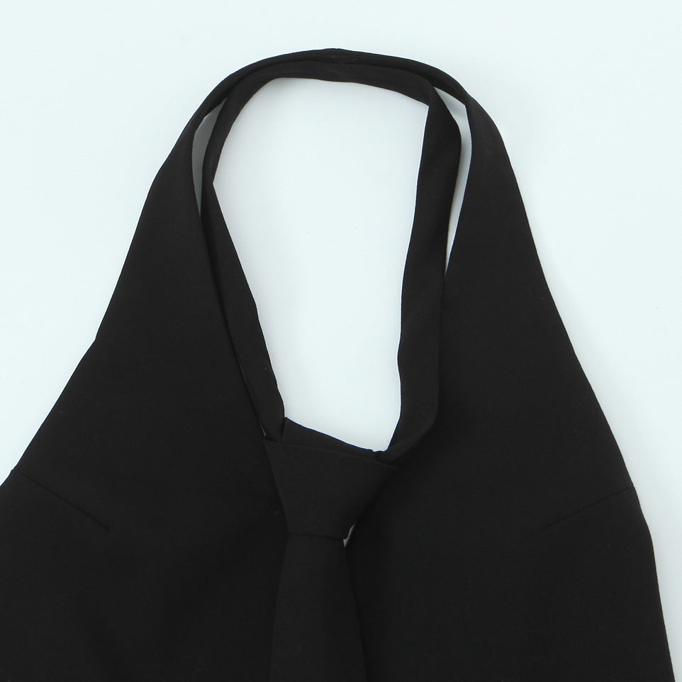 Detachable tie decoration vest style neck hanging collar top
