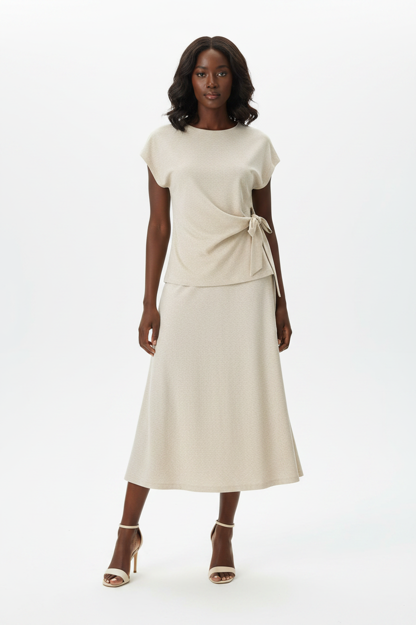Rosie Basic set with knot decoration soft top soft flute skirt