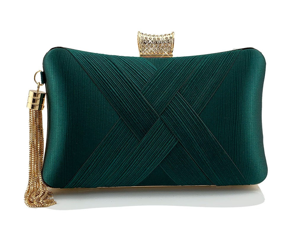 Tina Tassel metal woven diamond buckle evening handbag shoulder bag