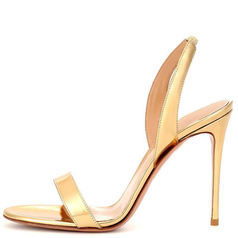 Tina  gold black open toed high heeled sandals