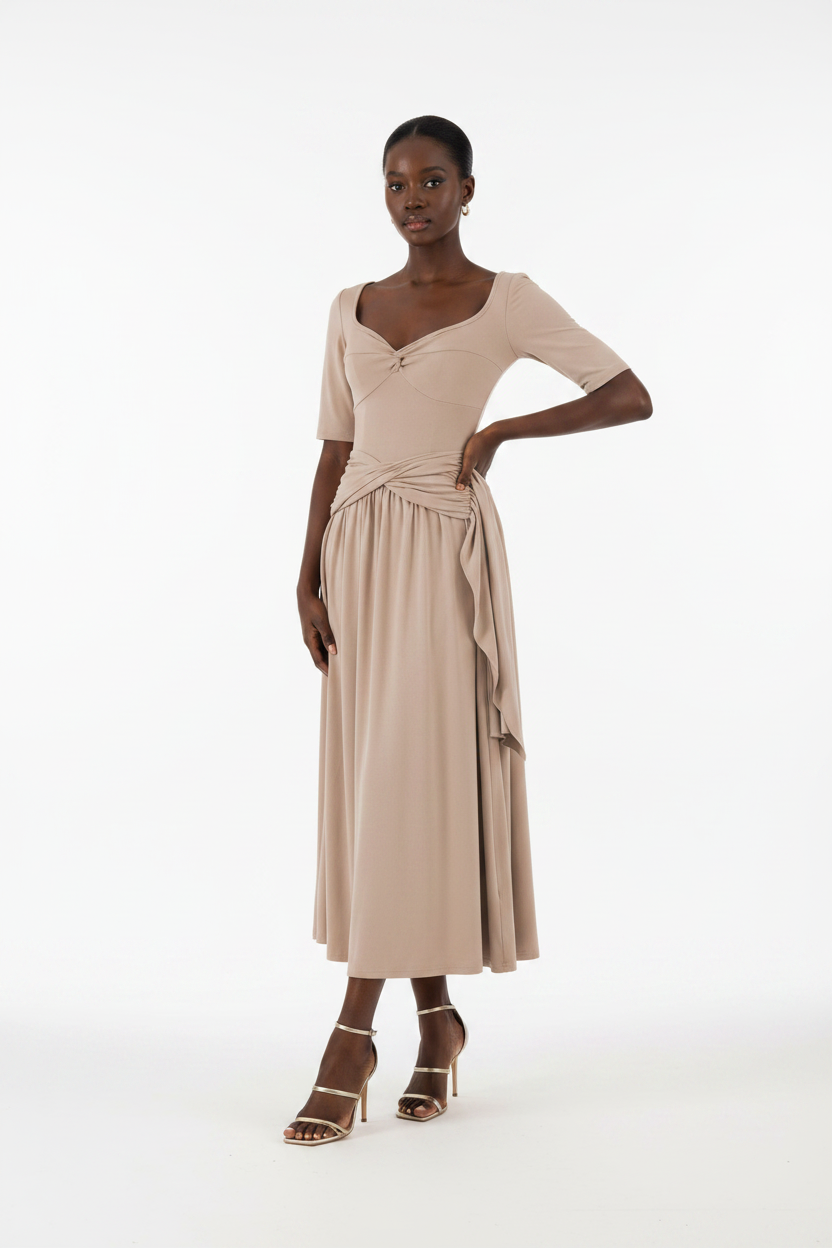 Lana Slim-Fitting Short Sleeve Maxi Dress
