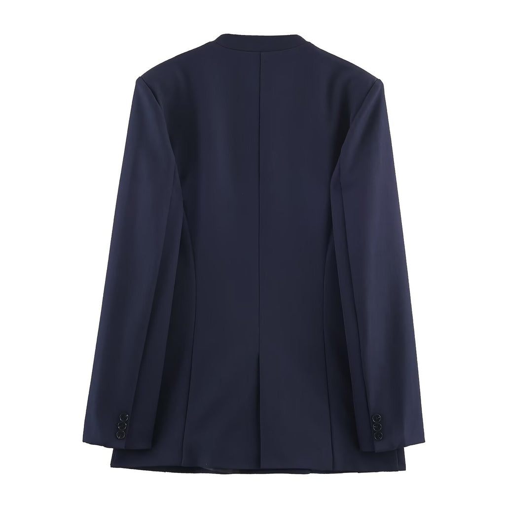 Collarless suit jacket+pants set