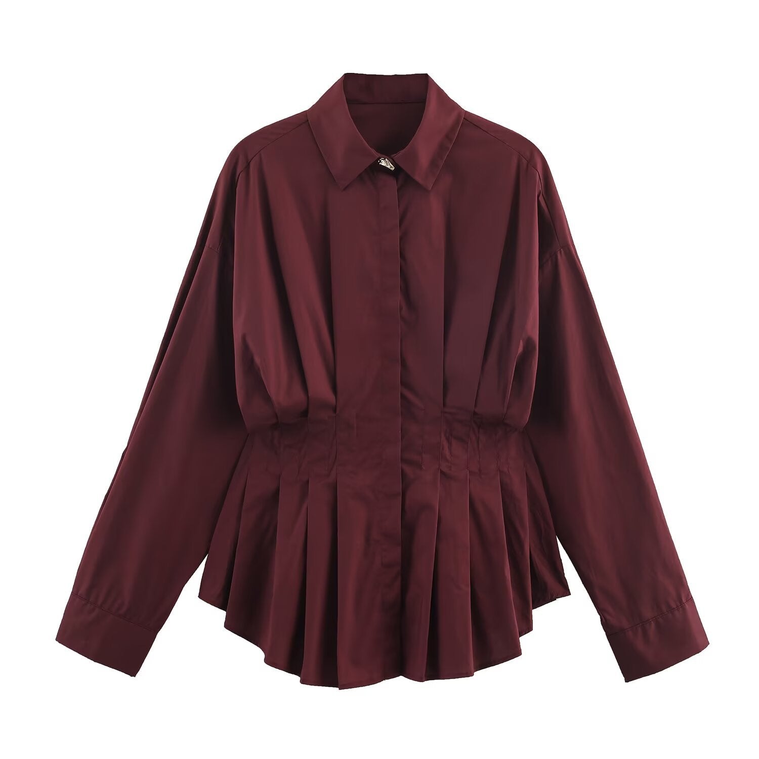 Style New Women's Fashionable Pleated Poplin Shirt