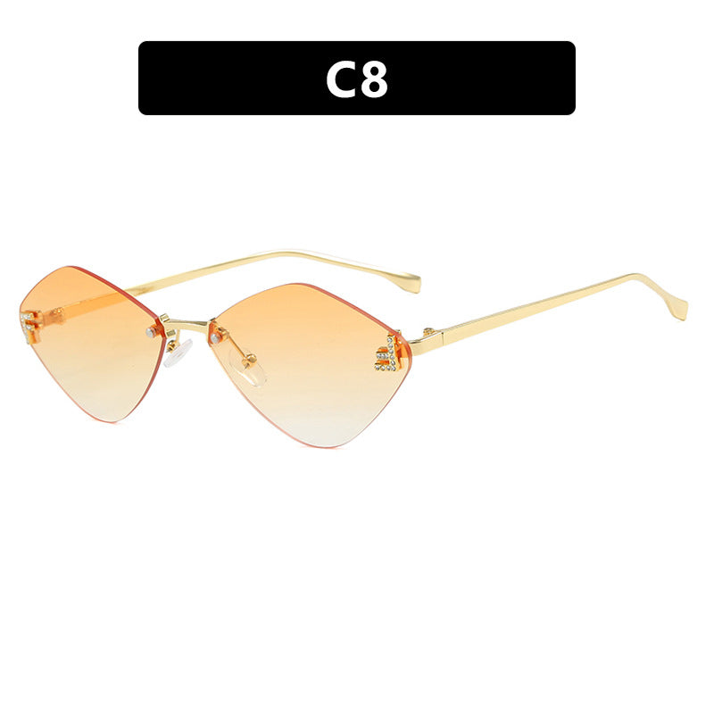 Frameless diamond shaped sunglasses