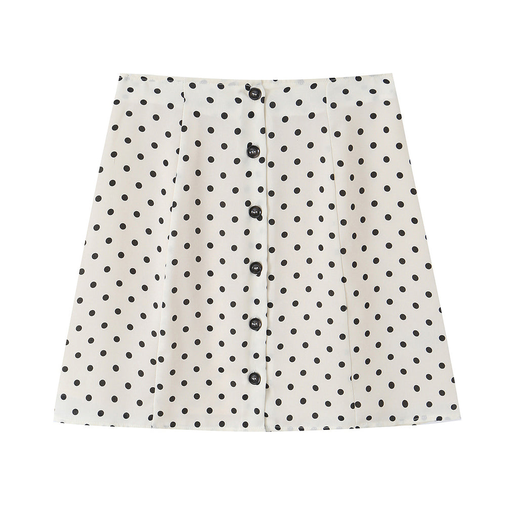 Serena Chic Polka Dot Blouse and A-Line Skirt Set
