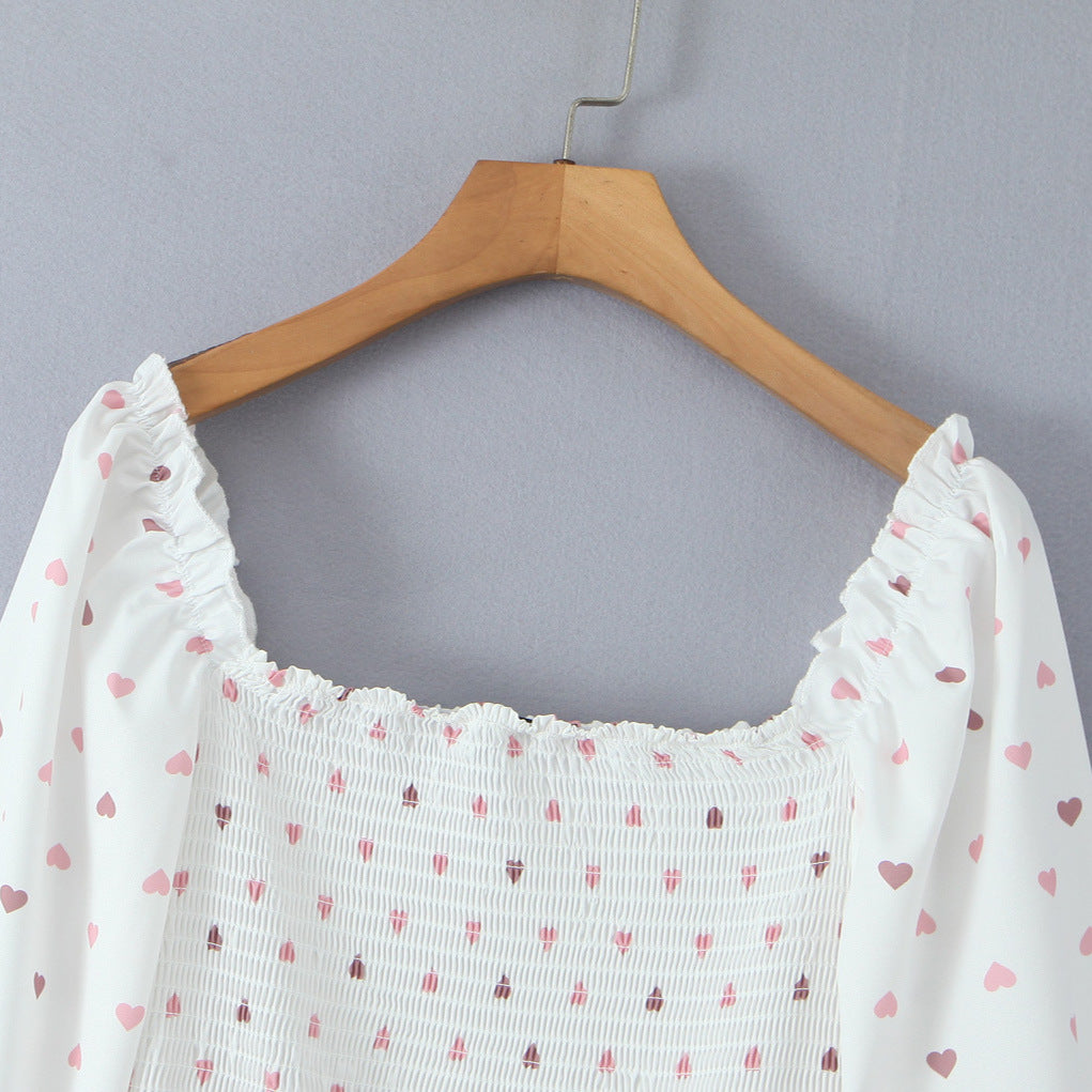 Elastic heart printed dress