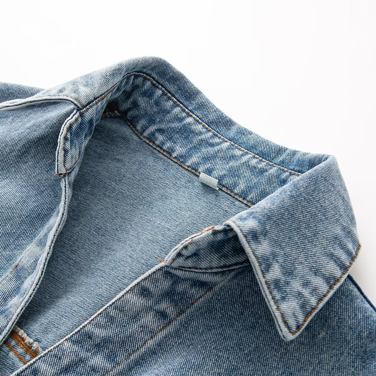 Street long sleeved lapel denim short dress