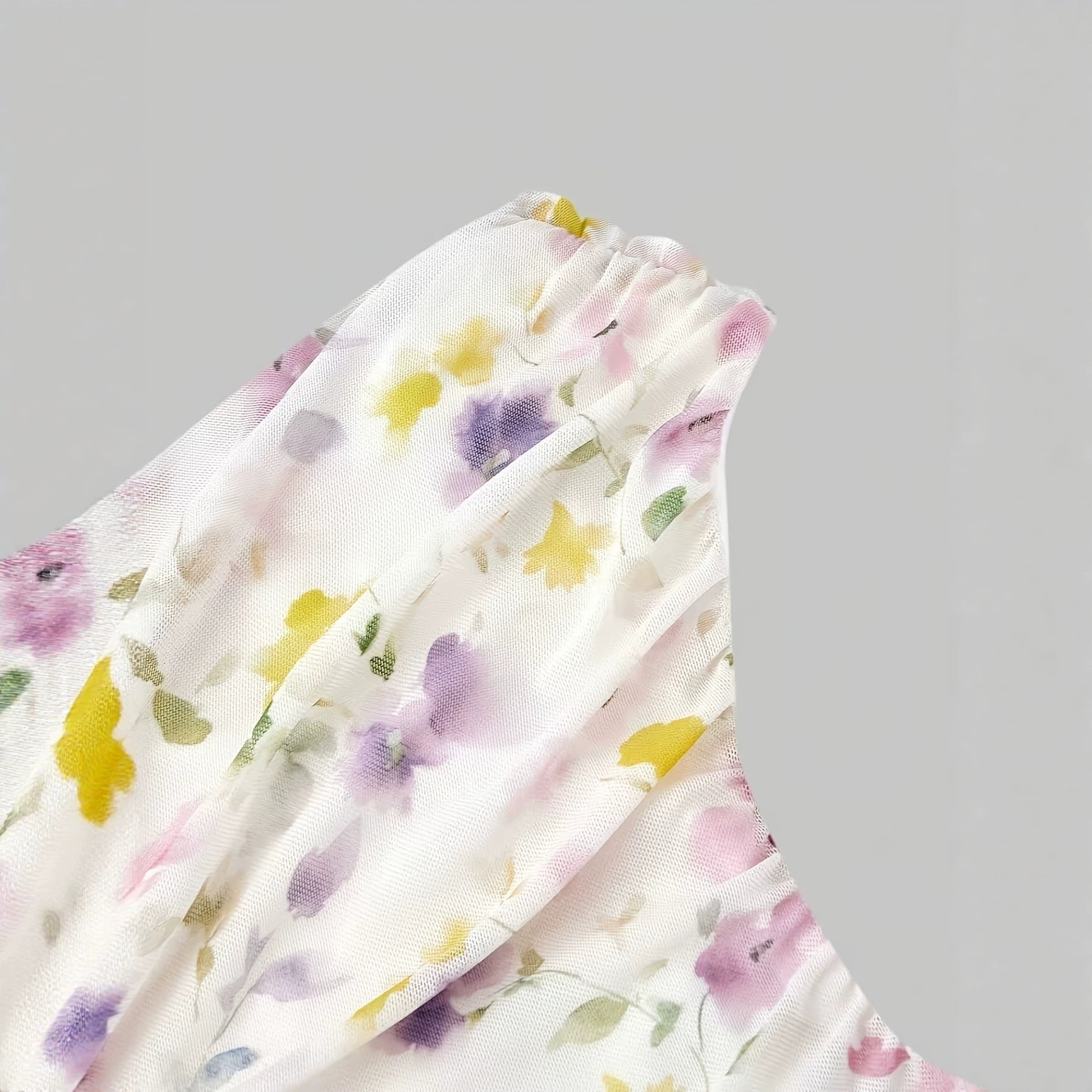 Deborah Floral Print Asymmetric Single Shoulder Cut-Out Pleated A-Line Long Dress