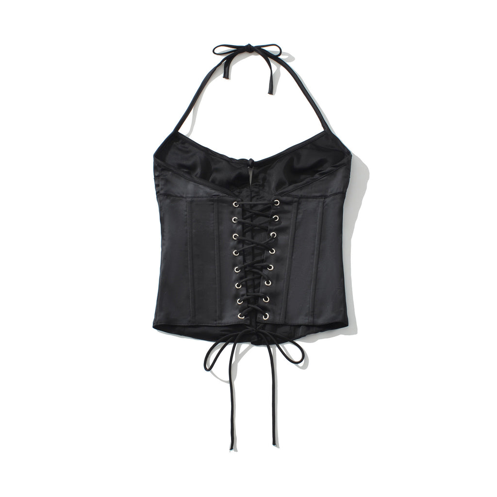 "Isla" Satin Halter adjustable Corset Top