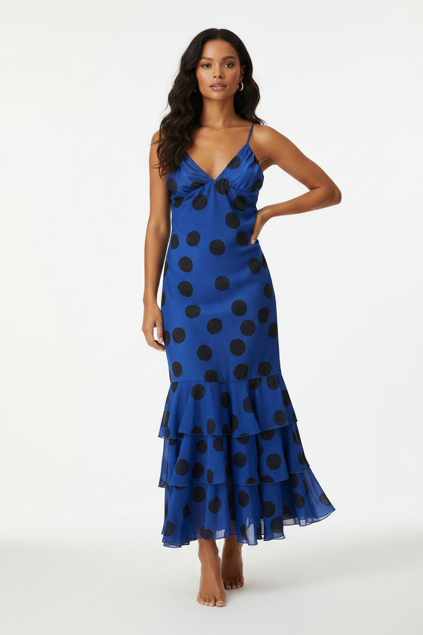 Ellie Chiffon polka dot cake camisole dress