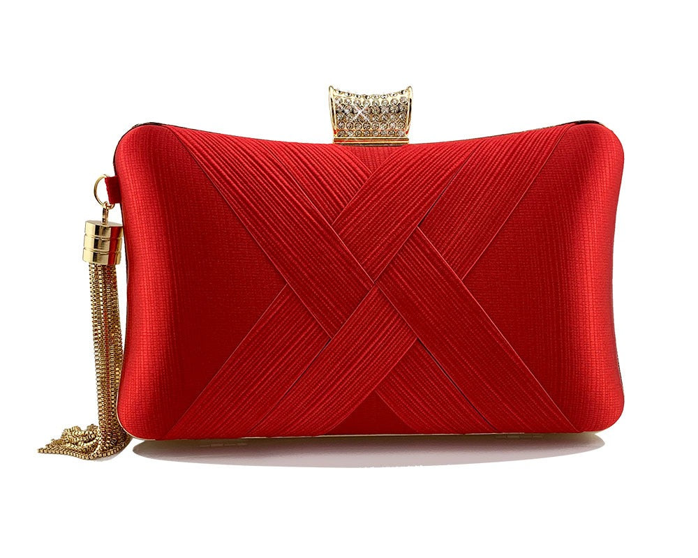 Tina Tassel metal woven diamond buckle evening handbag shoulder bag