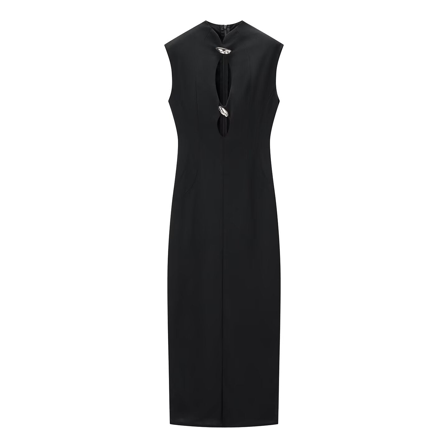 Katheide Elegant sleeveless hollow ripple dress