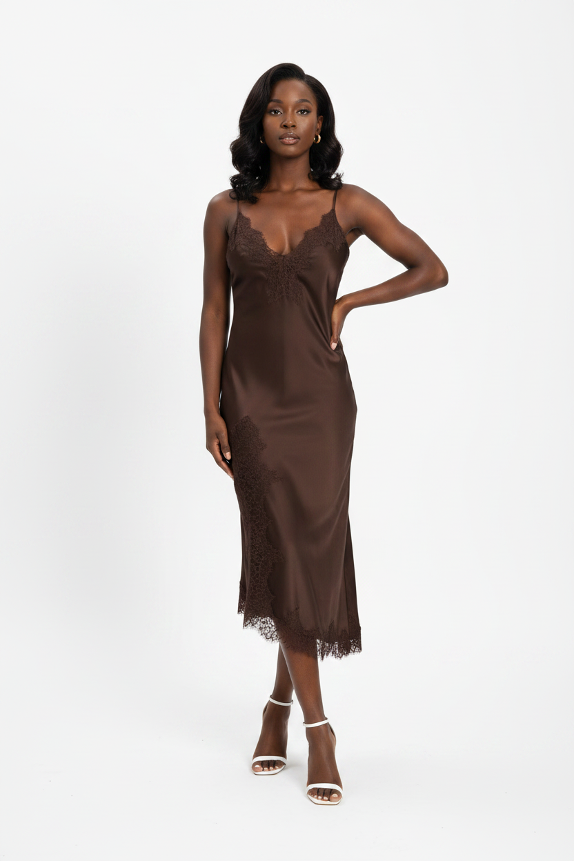 Satin & Chiffon Asymmetric Dress