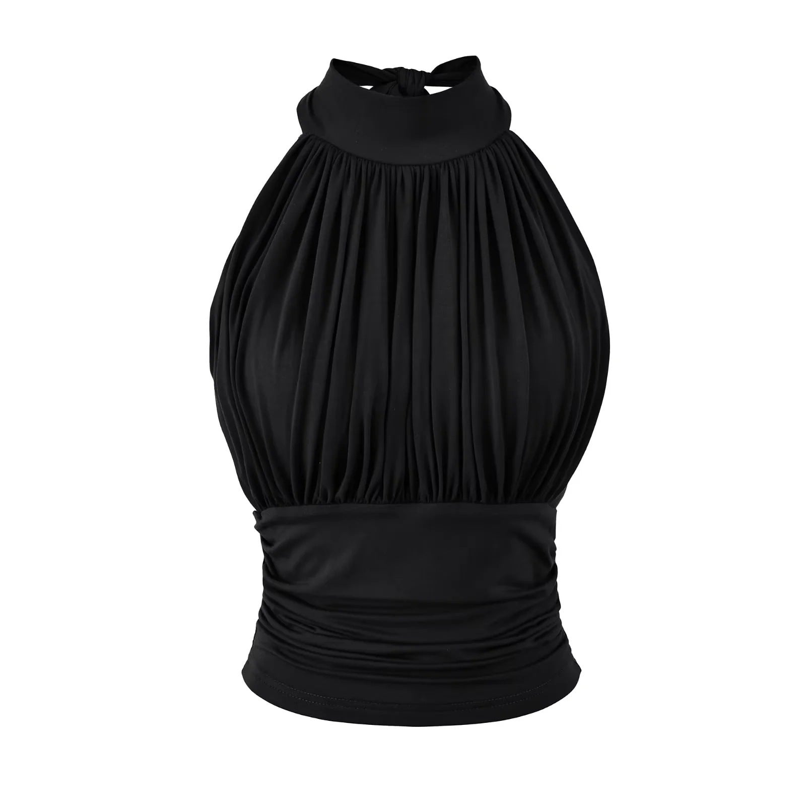 Amara Pleated Halter Neck Top with Ruched Waist with chest cushion
