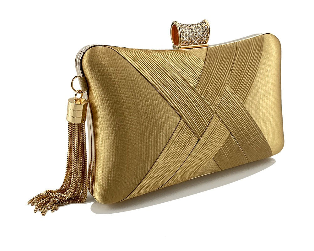 Tina Tassel metal woven diamond buckle evening handbag shoulder bag