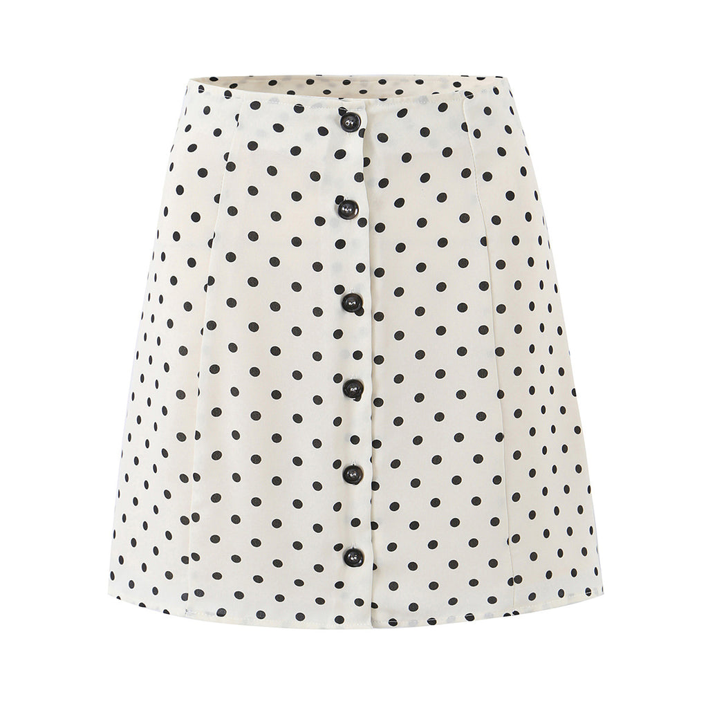 Polka dot hip wrap skirt