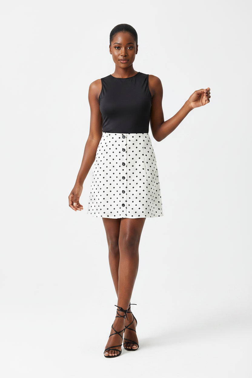 Polka dot hip wrap skirt