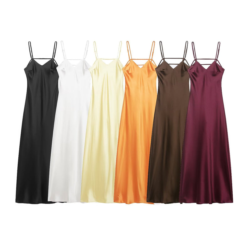 Sexy satin flute dress with embellishment